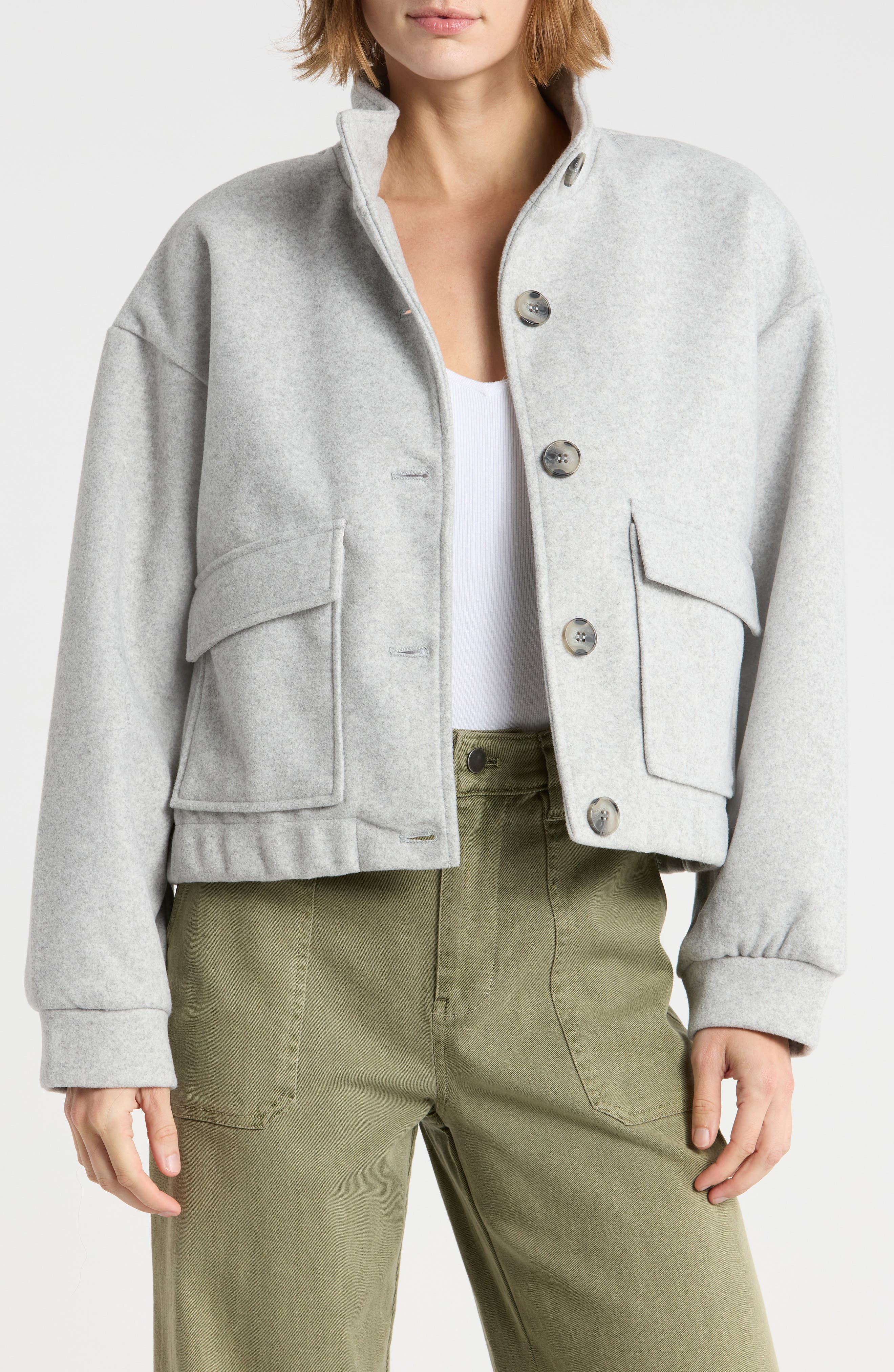 Funnel Neck Felt Jacket