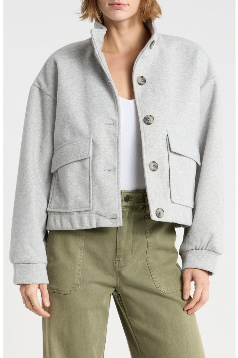 Funnel Neck Felt Jacket, Main, color, LIGHT GREY MIX