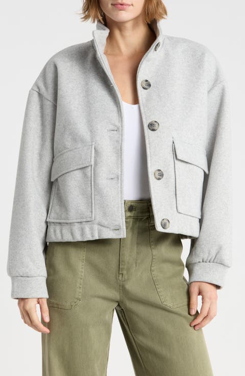 Funnel Neck Felt Jacket