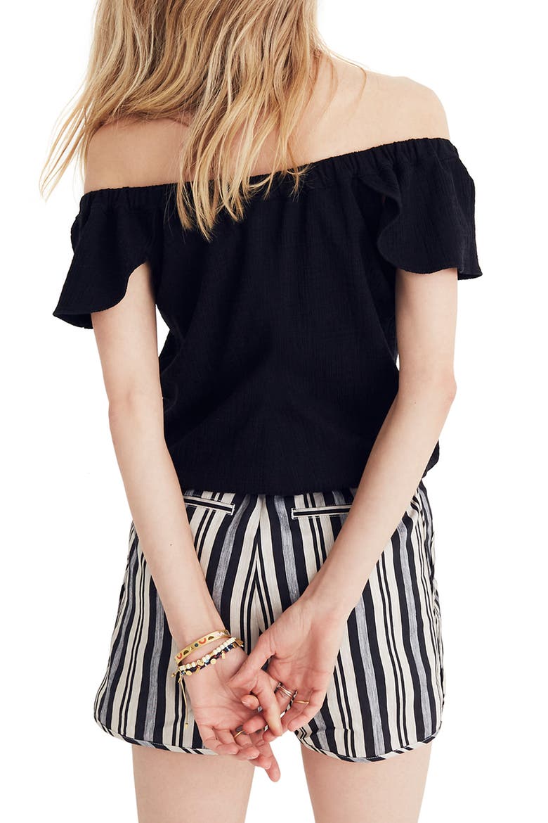 Texture & Thread Off the Shoulder Top, Alternate, color, TRUE BLACK