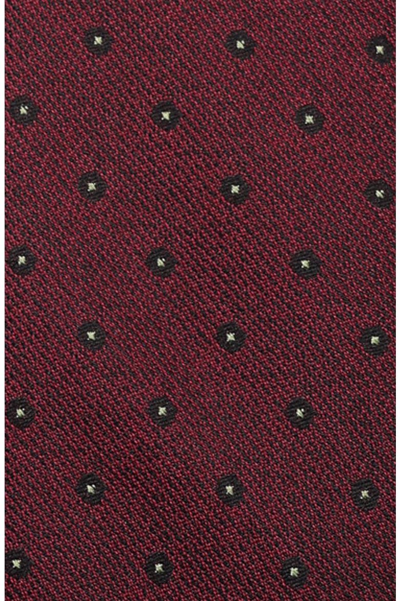 Dot Print Tie, Alternate, color, BURGUNDY/ HUNTER
