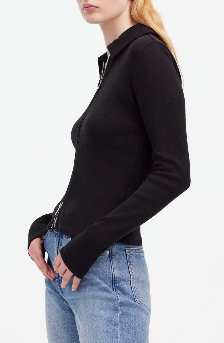 Madewell Rib Zip Front Cotton Top, Alternate, color,