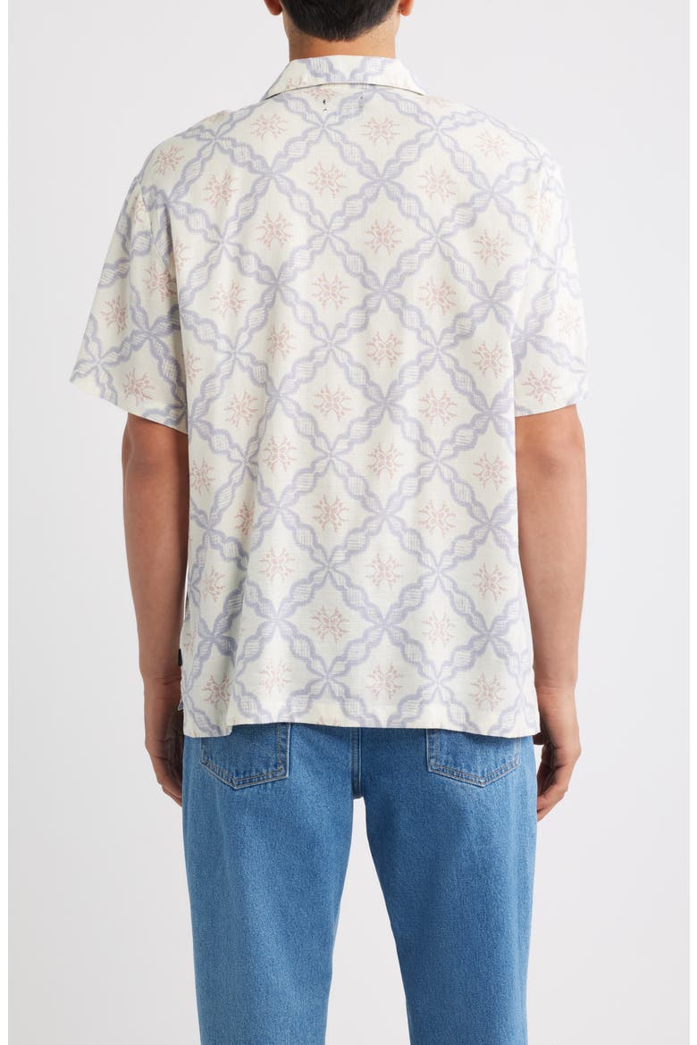 Bunker Slub Print Camp Shirt, Alternate, color, OFF WHITE/ BLUE TILE