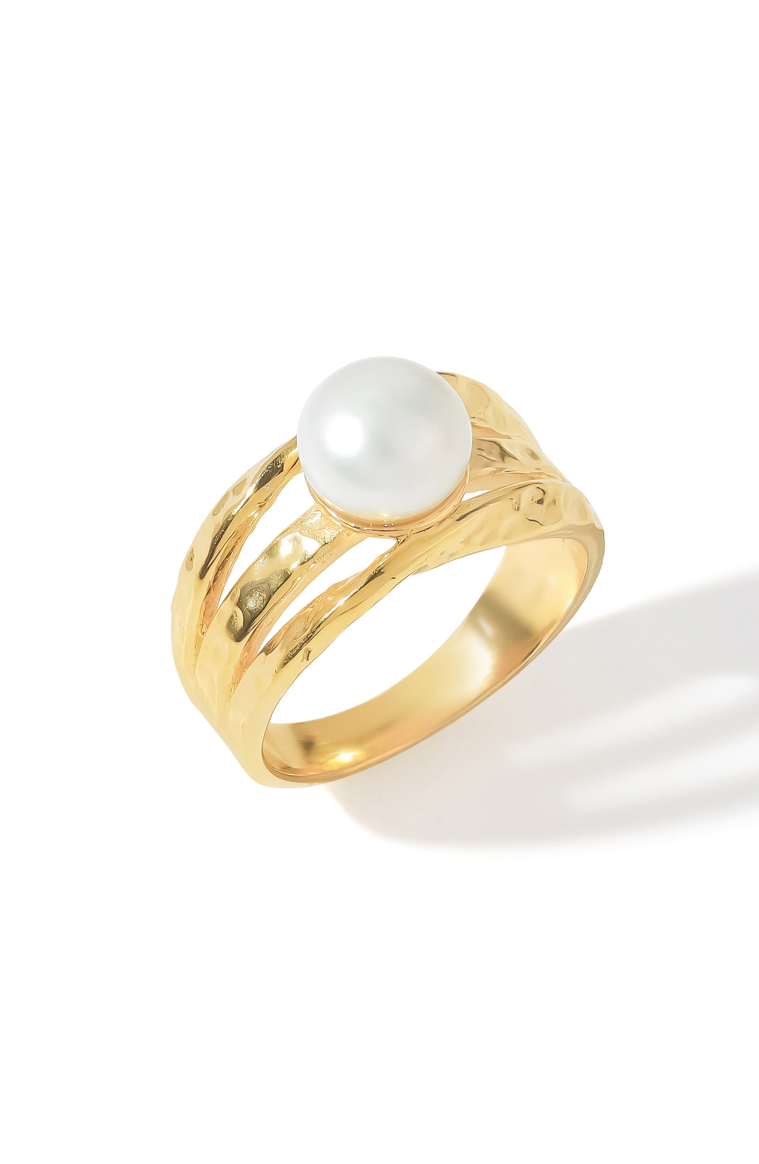 YS GEMS Cultured Pearl Split Band Ring