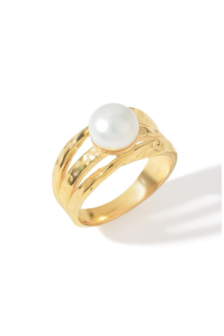 Cultured Pearl Split Band Ring, Main, color, WHITE