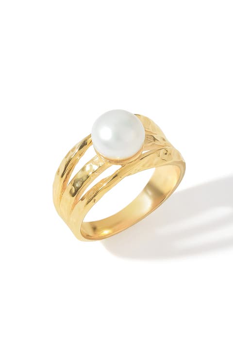 Cultured Pearl Split Band Ring