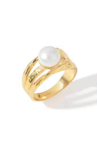Cultured Pearl Split Band Ring