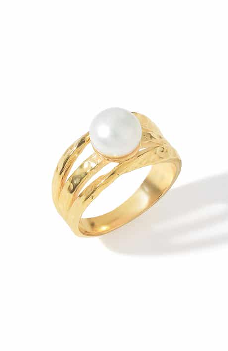 YS GEMS Cultured Pearl Split Band Ring