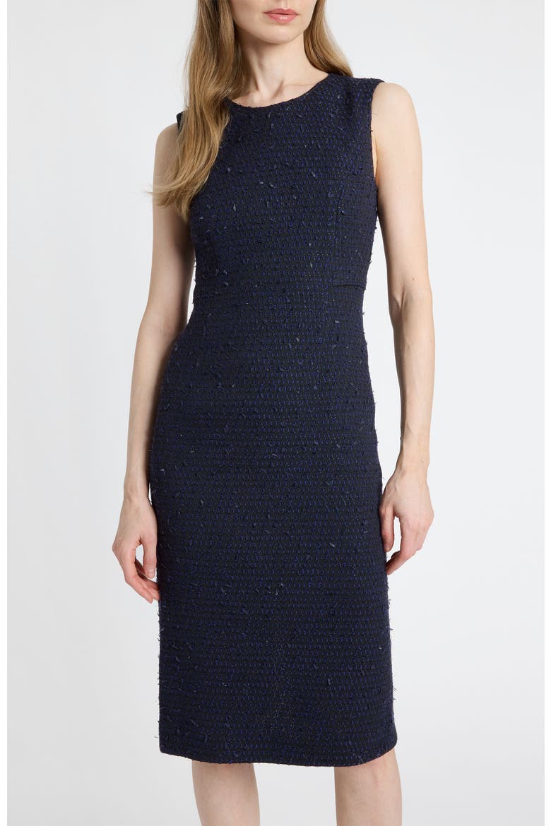 Britta Midi Sheath Dress in Luxury Tweed, Alternate, color, MIDNIGHT