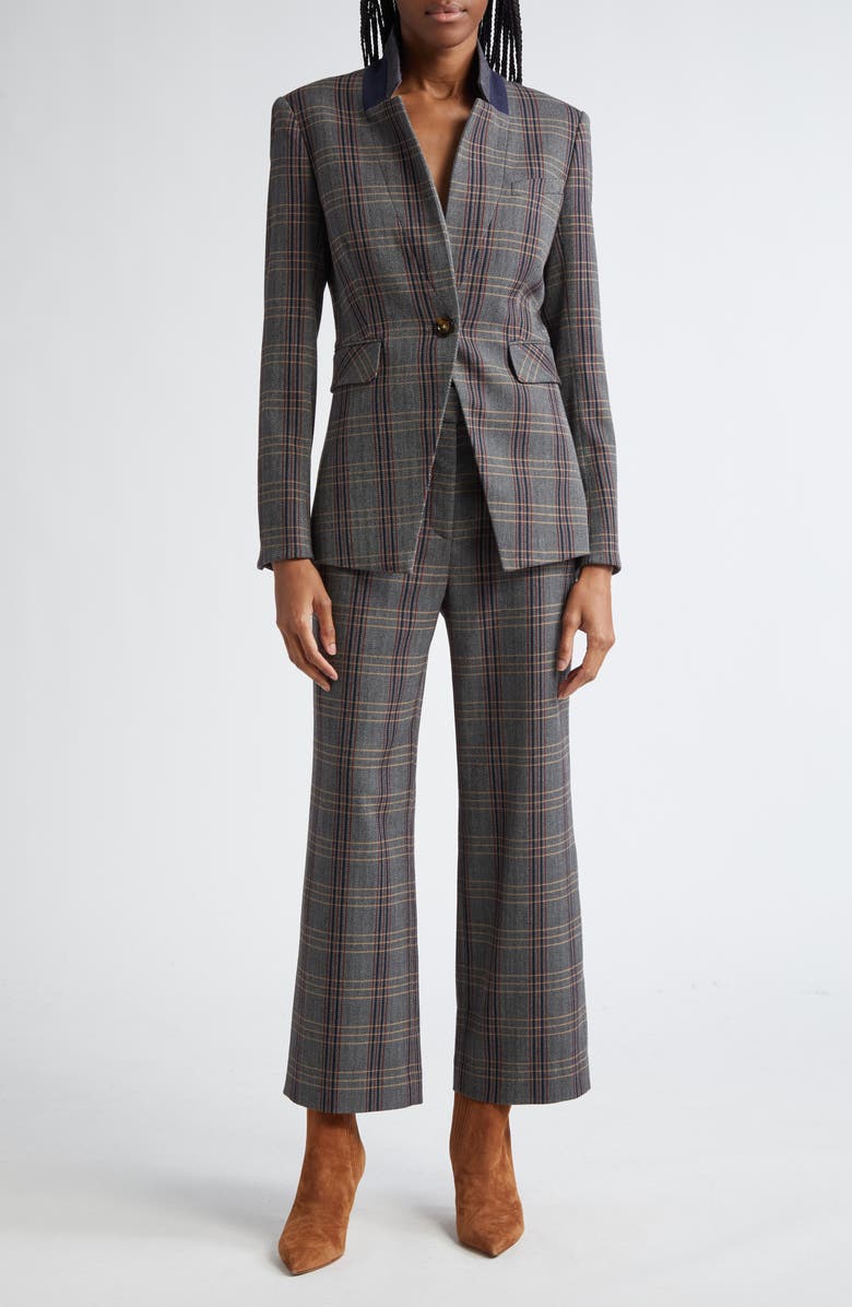 Veronica Beard Brixton Plaid Wide Leg Ankle Pants, Alternate, color, 