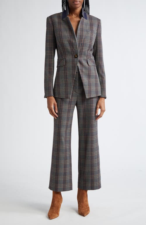 Veronica Beard Brixton Plaid Wide Leg Ankle Pants In Ink Multi
