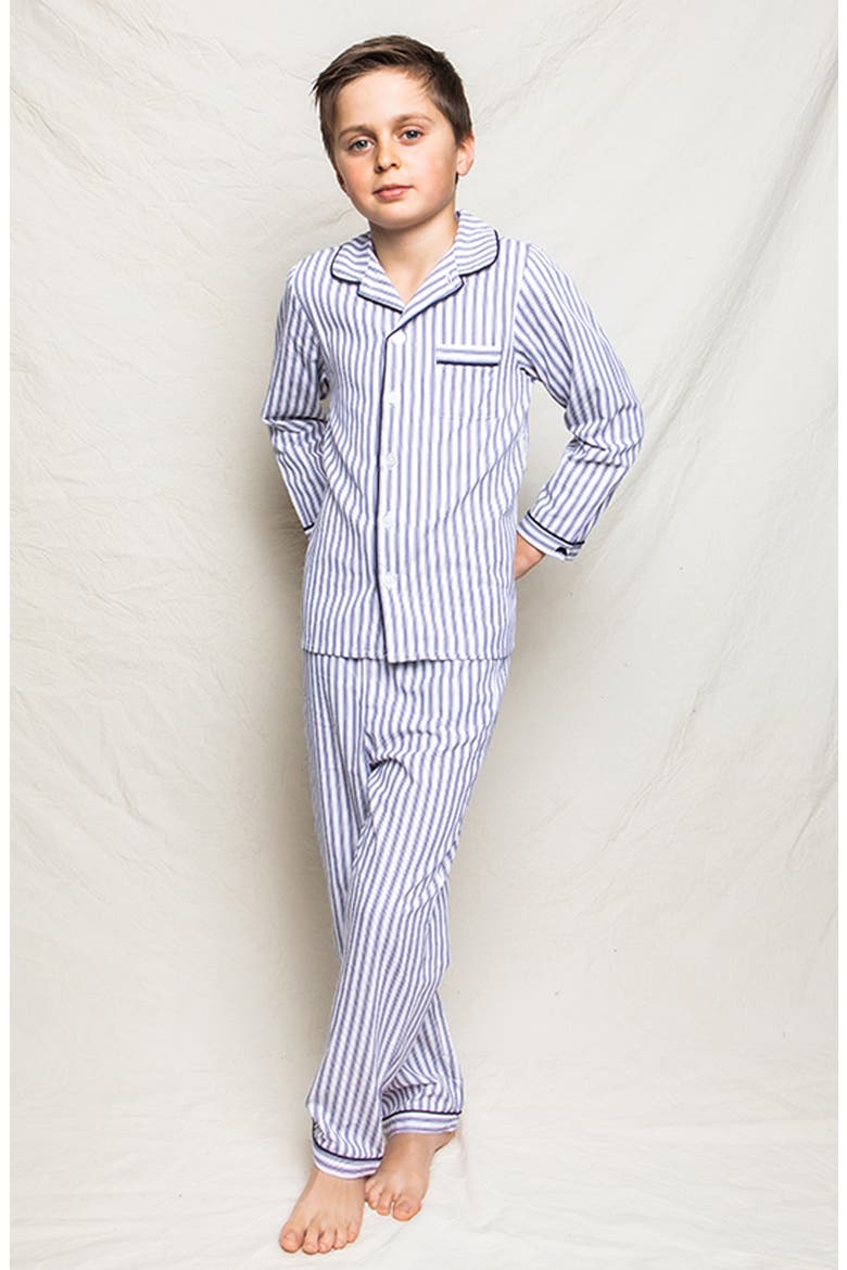 French Ticking Pajama Set, Alternate, color, BLUE