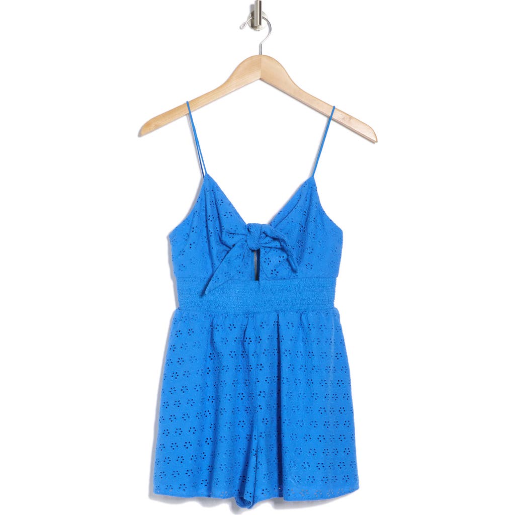 Alice And Olivia Freida Tie Front Romper In French Blue