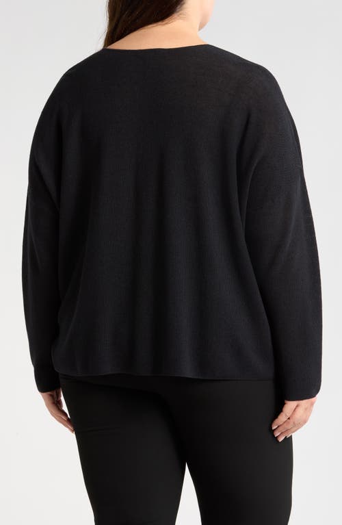 Eileen Fisher Organic Linen & Organic Cotton V-neck Sweater In Black