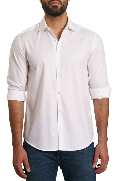 Trim Fit Solid Pima Cotton Button-Up Shirt
