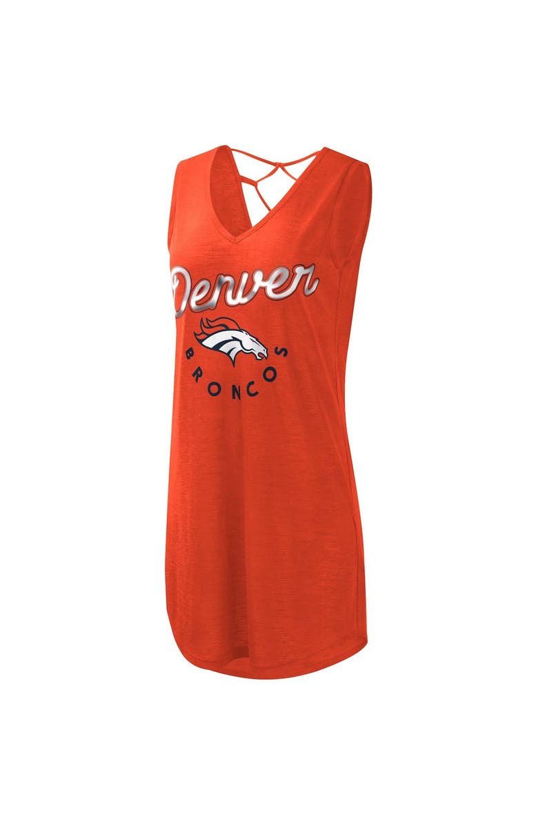 G-III 4HER BY CARL BANKS Women's G-III 4Her by Carl Banks Orange Denver Broncos Game Time Swim V-Neck Cover-Up Dress, Alternate, color, 