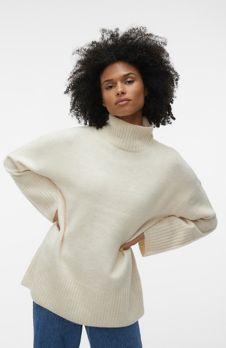 VERO MODA Phillis Turtleneck Sweater, Alternate, color, Birch Detail Melange