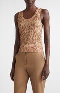 ST. JOHN Fine Gauge Leopard Print Wool Blend Sweater Vest