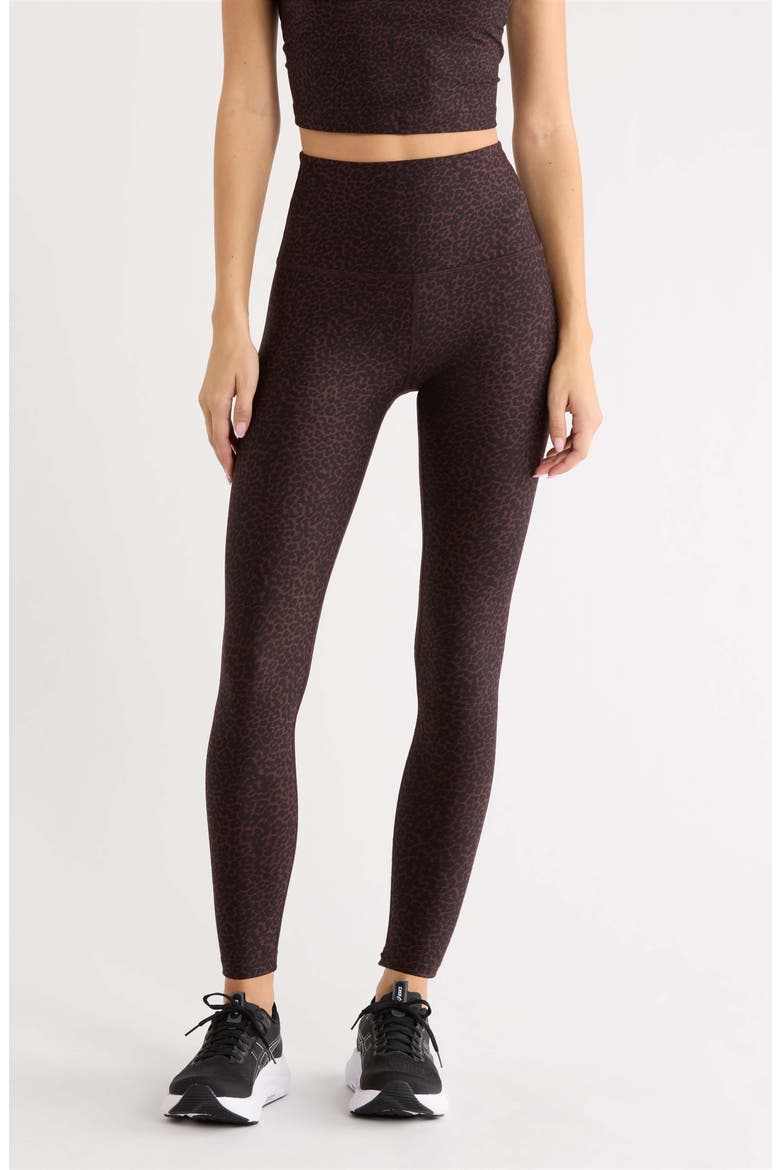 SoftMark Caught in the Midi High Waist Leggings, Main, color, COCOA PLUM LEOPARD
