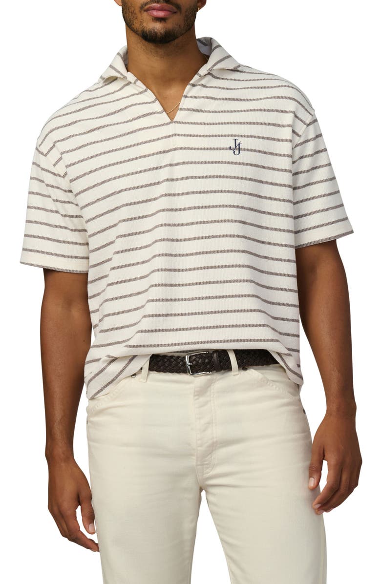 Joe's Mariner Stripe Textured Cotton Blend Johnny Collar Polo, Main, color, Morel Stripe