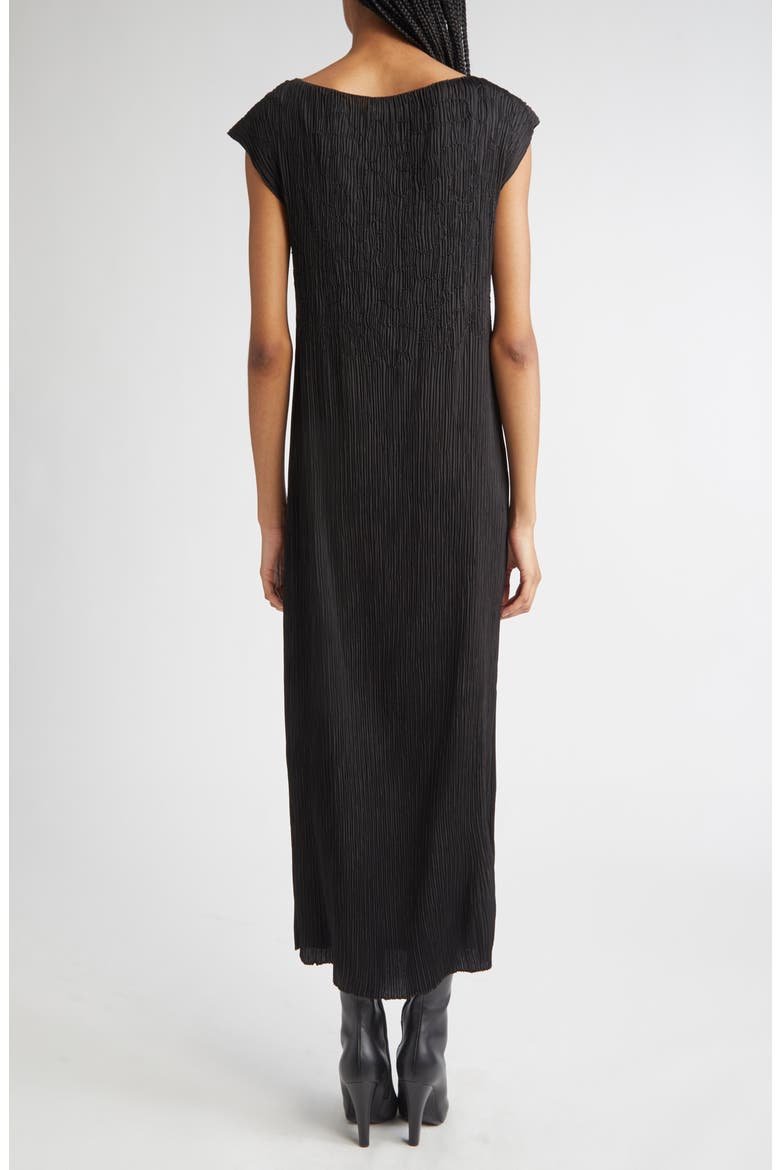 Smocked Plissé Cap Sleeve Dress, Alternate, color, BLACK