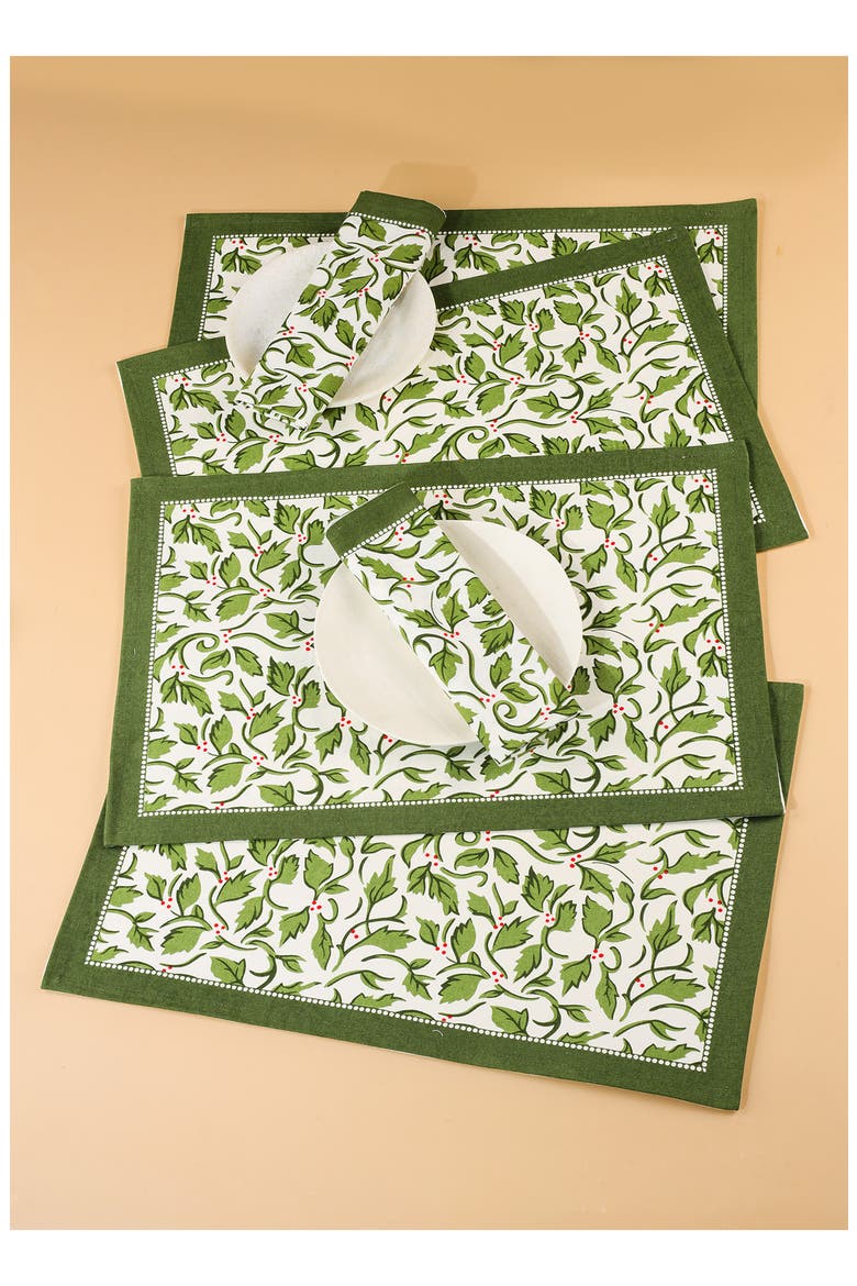 Scarlet Set of 4 Placemats, Alternate, color, GREEN