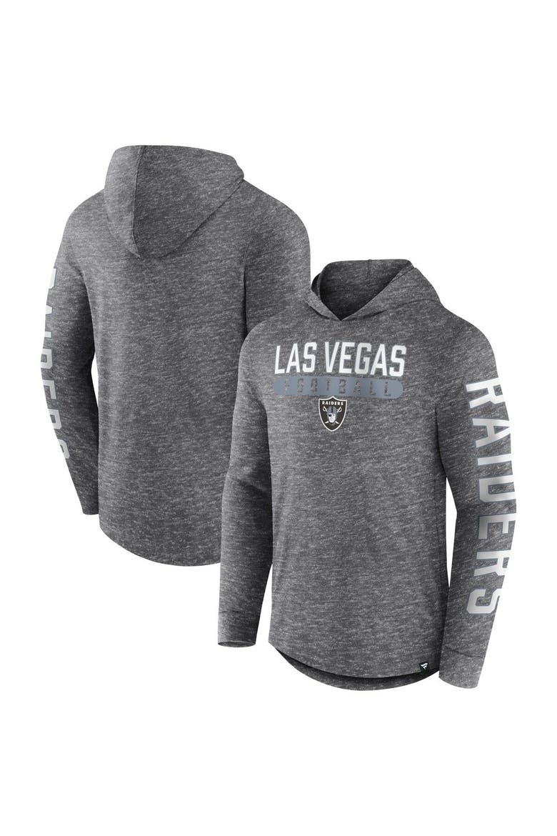 Men's Fanatics Branded Heather Charcoal Las Vegas Raiders Pill Stack Long Sleeve Hoodie T-Shirt, Main, color, Heather Charcoal