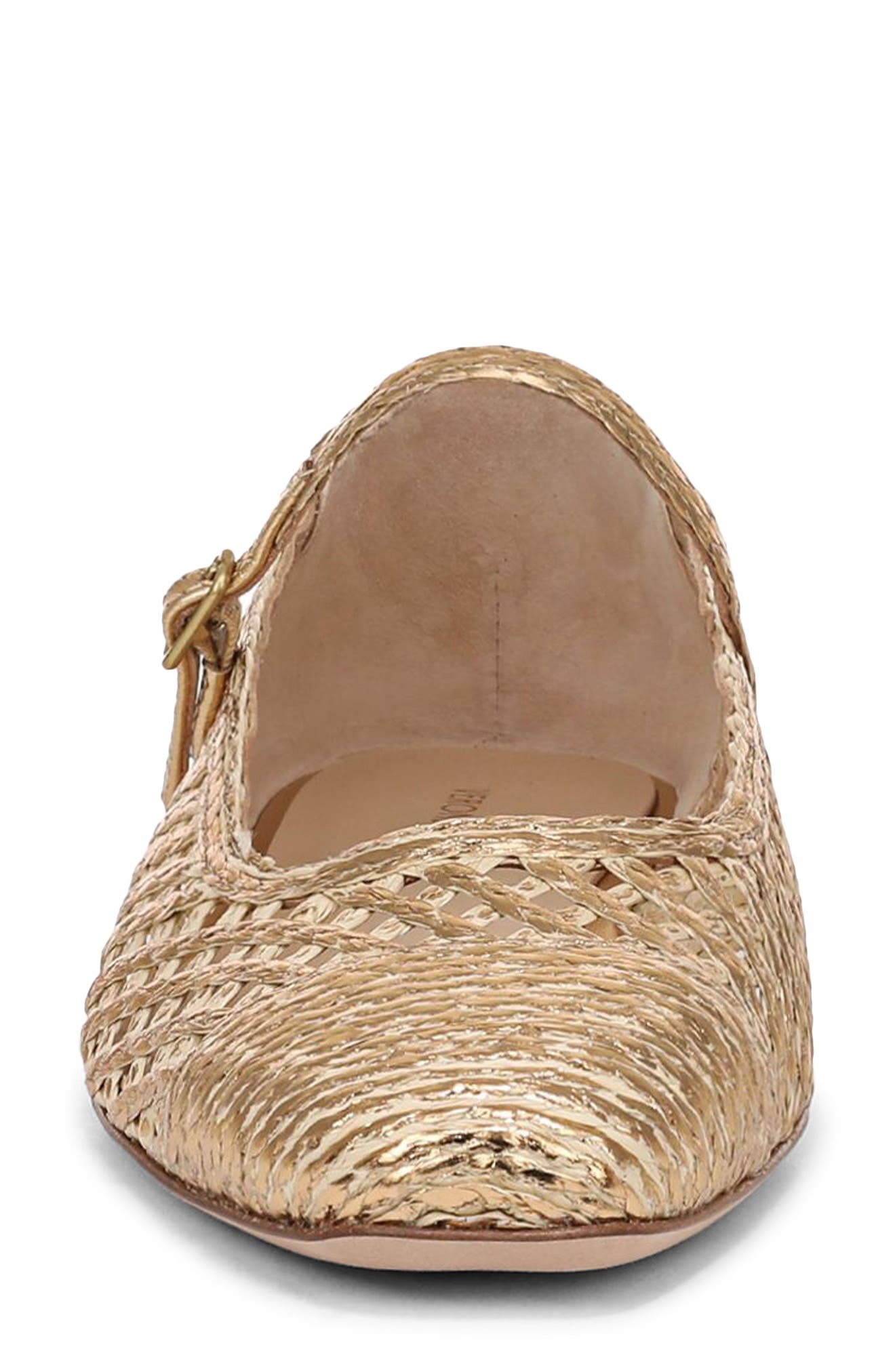 Veronica Beard Ellie Woven Ballet Flat, Alternate, color, Pale Gold