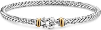 Cable Flex Buckle Bracelet in Sterling Silver with 14K Yellow Gold