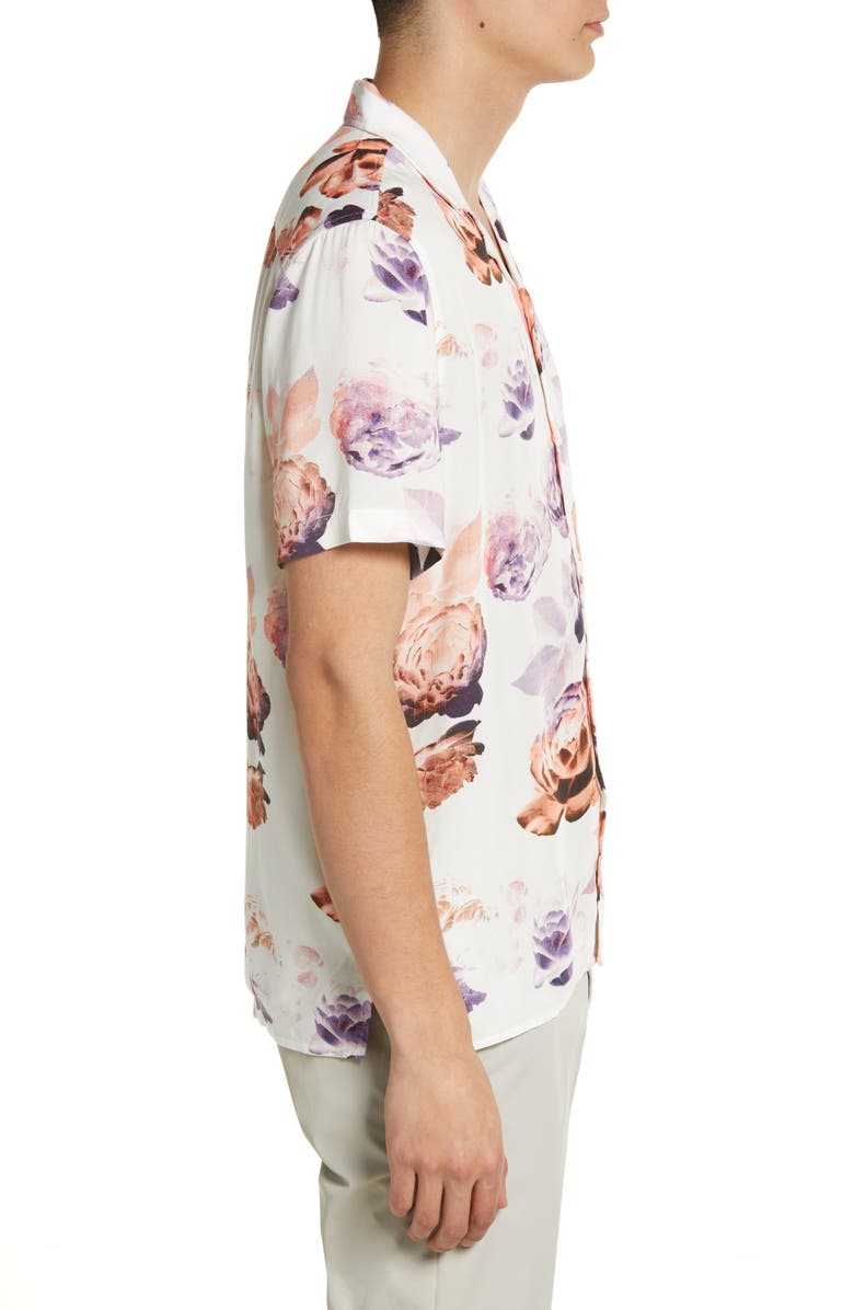 Open Edit Men's Floral Short Sleeve Button-Up Camp Shirt, Alternate, color,