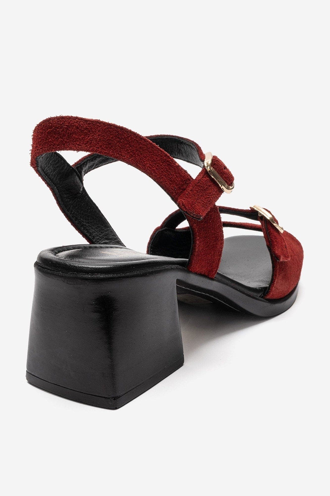 Yolen Leather Block Heel Sandal, Alternate, color, Red Suede