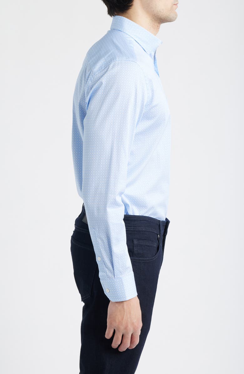 Johnston & Murphy Logan Print Button-Up Shirt, Alternate, color, Blue Layered Diamond