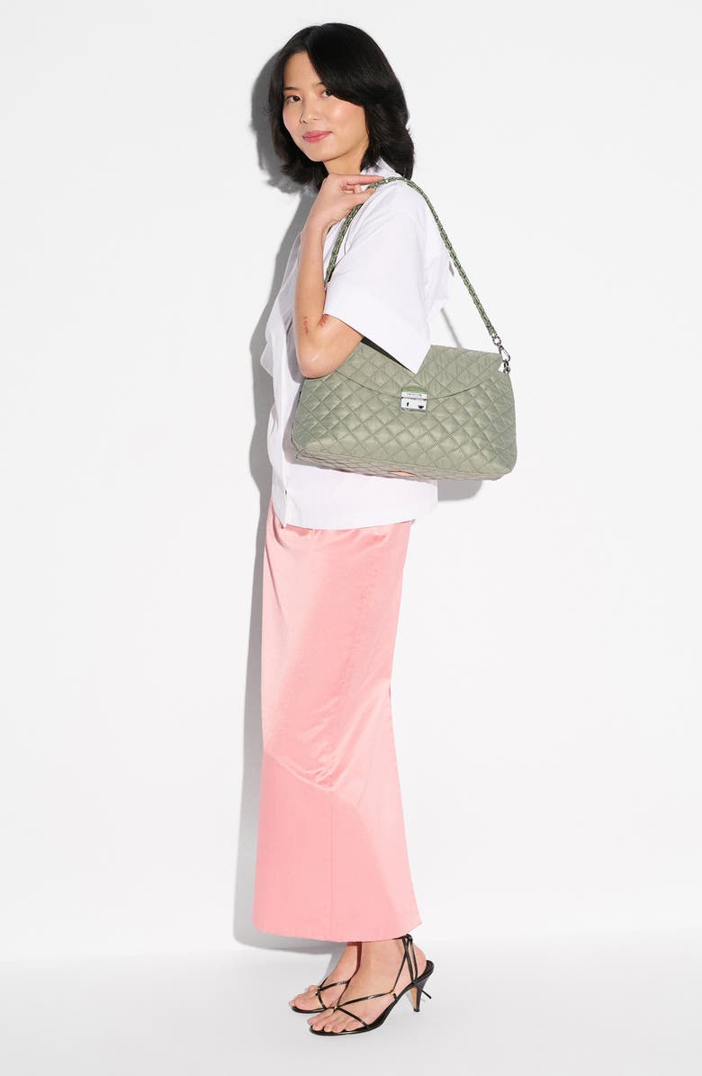 MZ Wallace Crosby Lock Quilted Nylon Shoulder Bag, Alternate, color, Agave Green