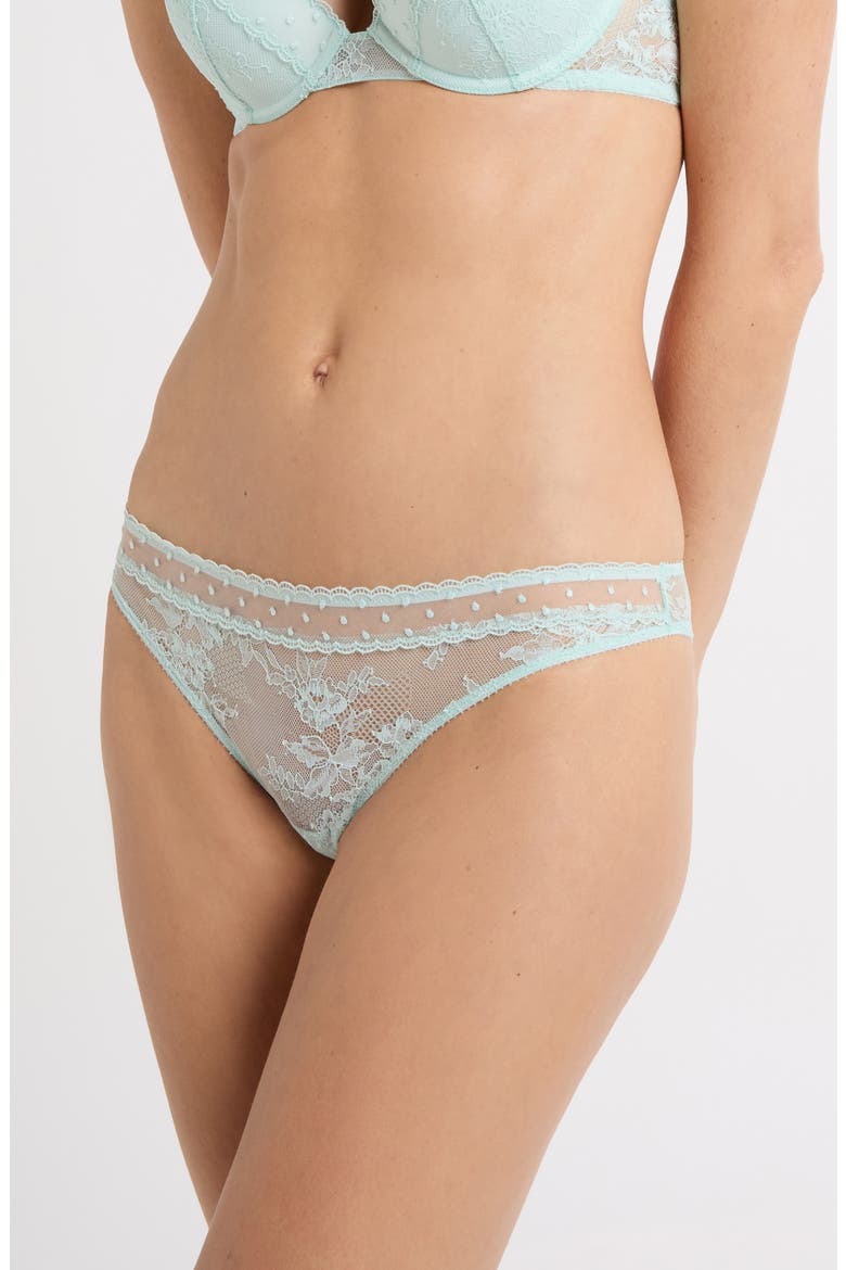 Plume Tanga Panties, Main, color, BLUE GREEN