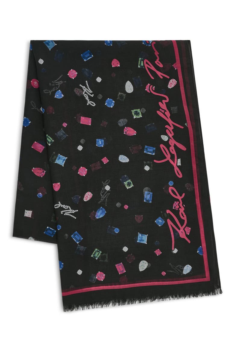 Jewel Logo Scarf, Alternate, color, BLACK