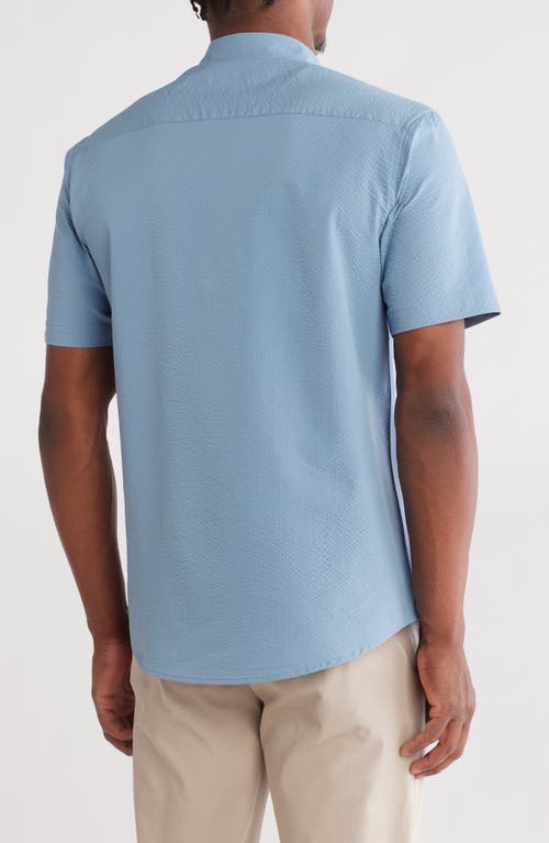 Shop Vintage 1946 Hybrid Seersucker Short Sleeve Button-down Shirt In Denim