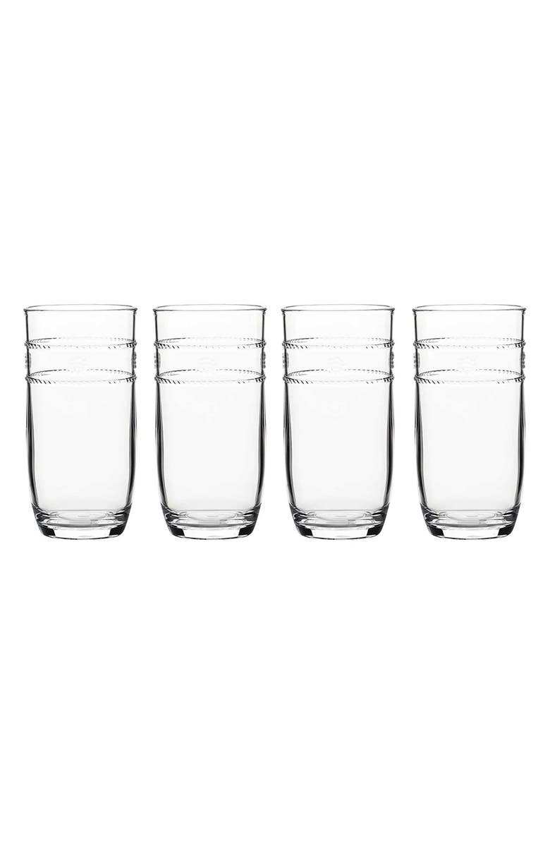 Juliska Isabella Set of 4 Acrylic Large Tumblers, Main, color, Clear