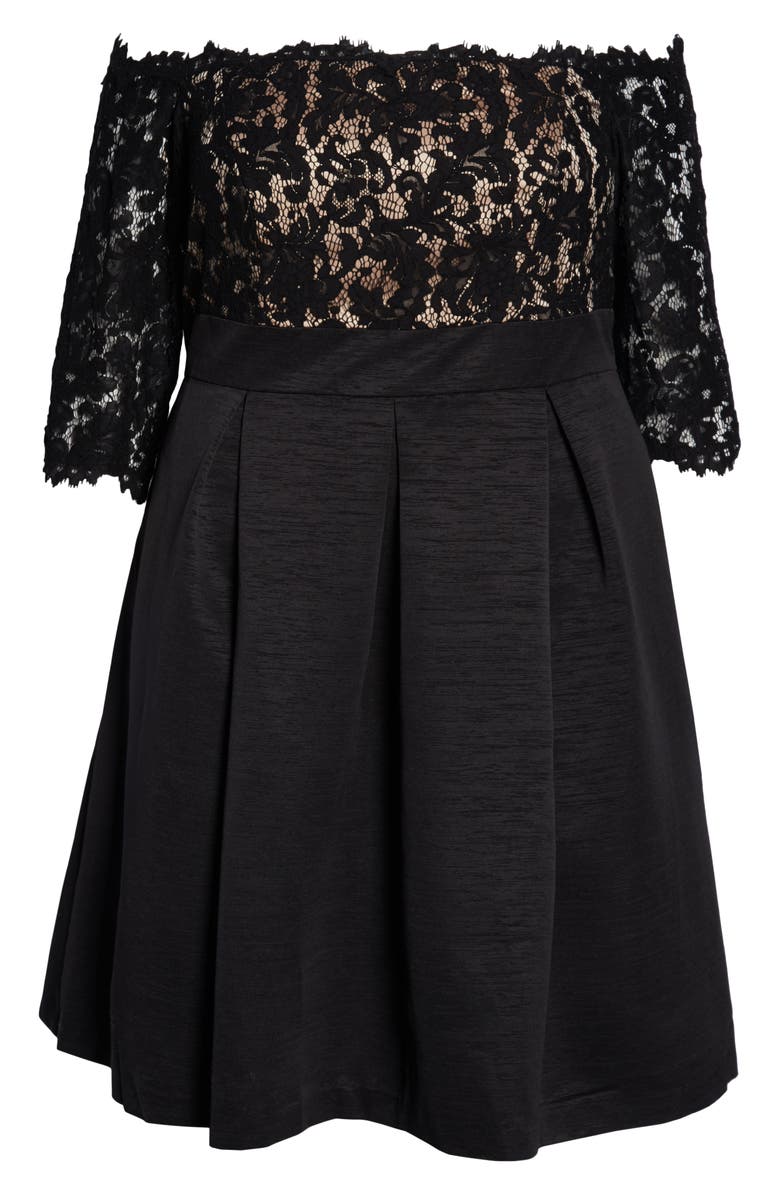 Eliza J Off the Shoulder Fit & Flare Cocktail Dress, Alternate, color, 