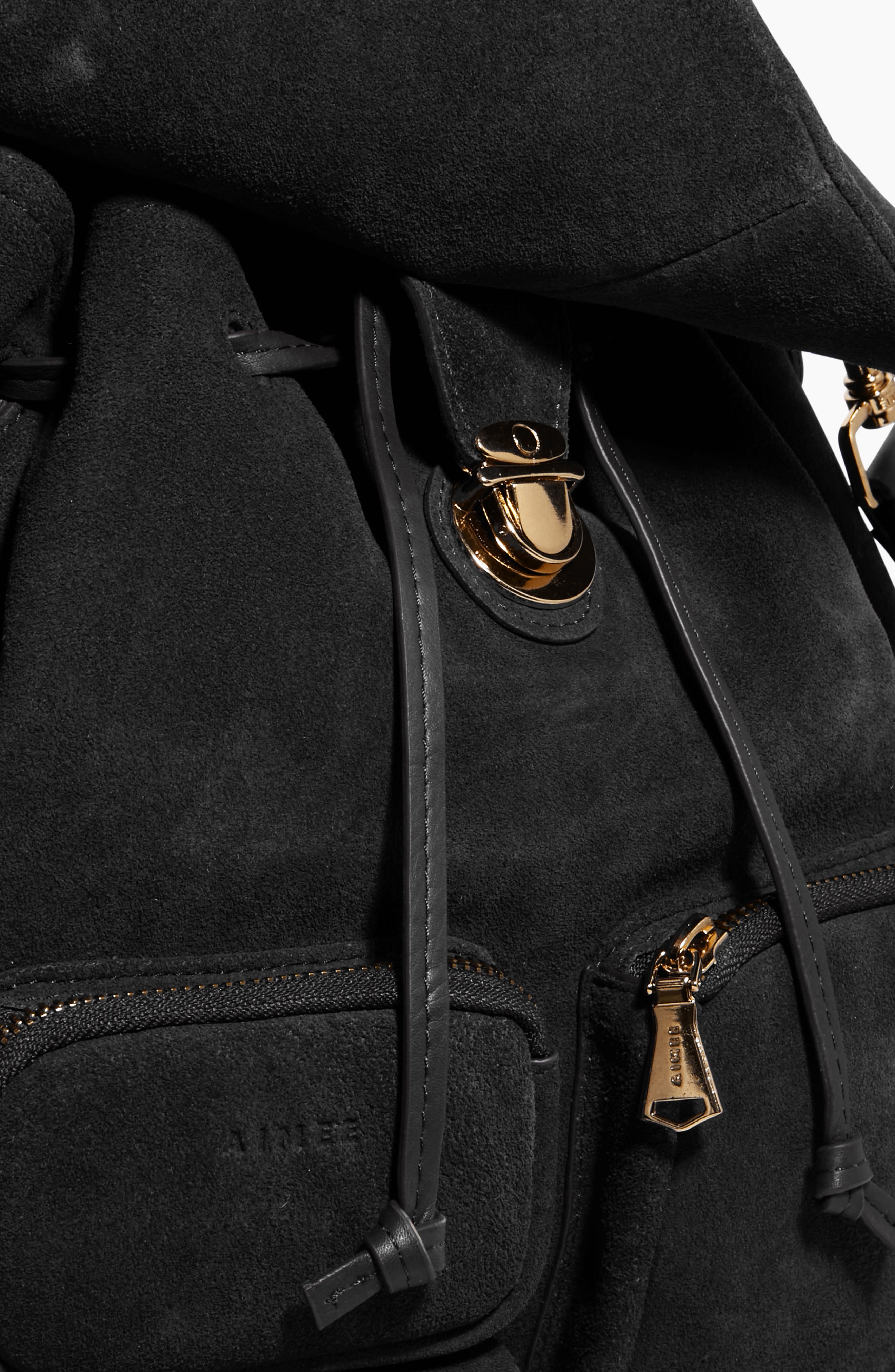 AIMEE Away We Go Backpack, Alternate, color, Black Suede W Nostalgic Gold