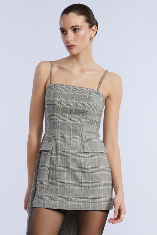 Bcbg Glen Plaid Dress With Drape In Gray