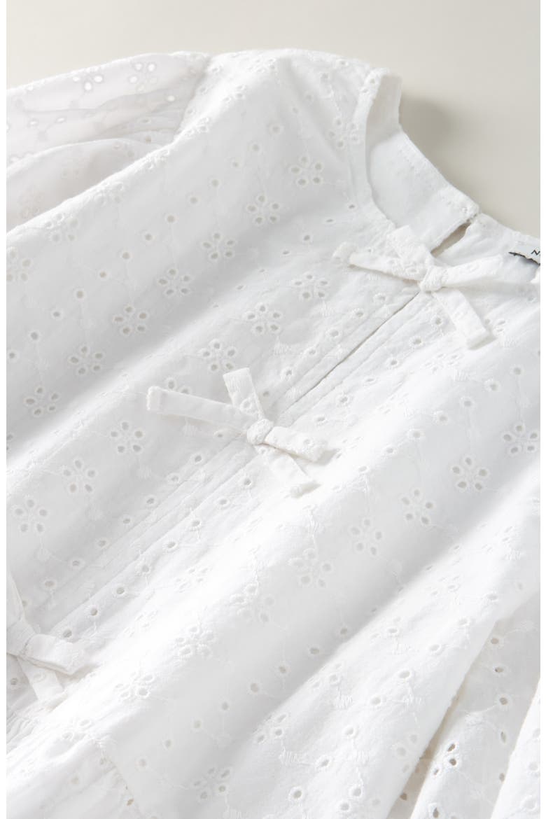 Kids' Bow Front Cotton Broderie Anglaise Top, Alternate, color, WHITE