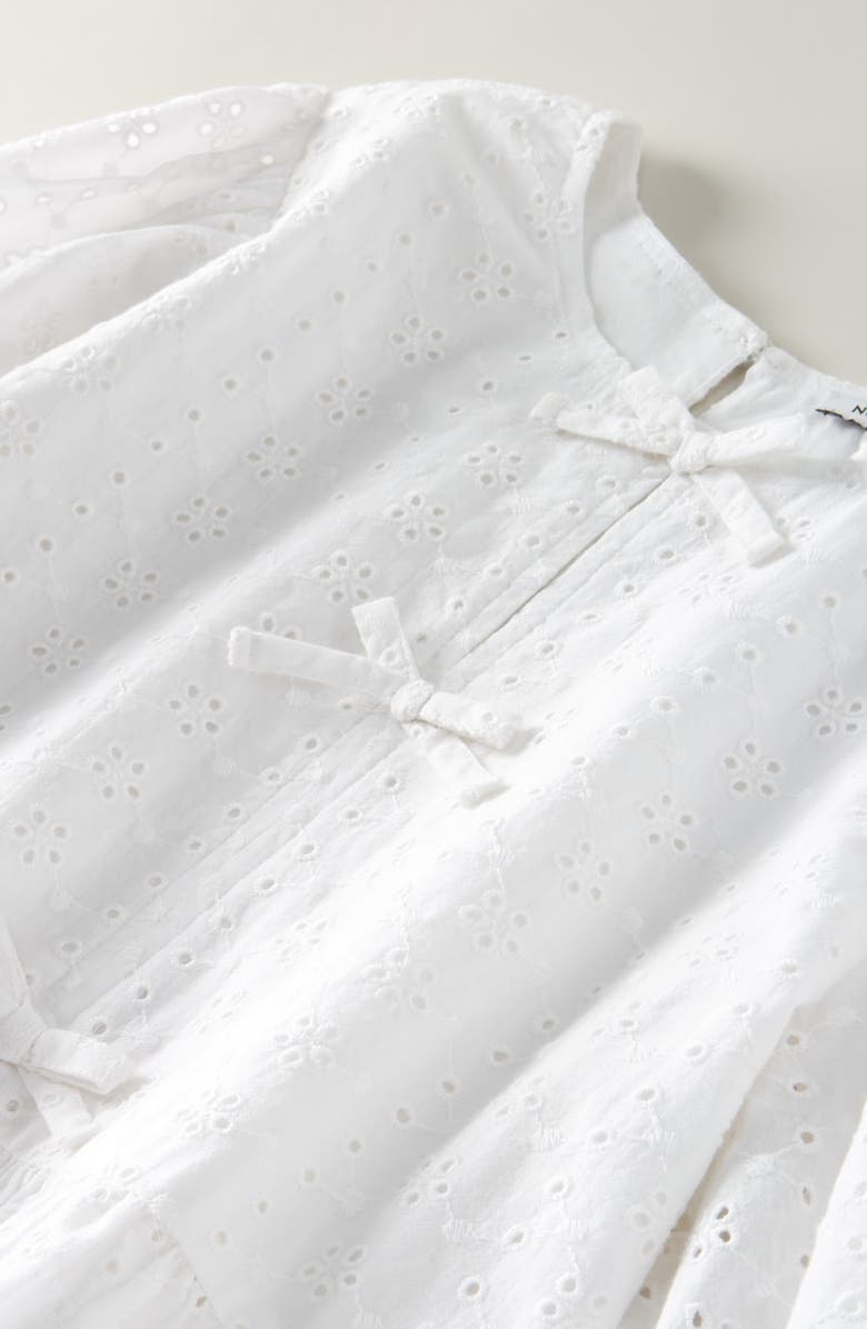 Nordstrom Kids' Bow Front Cotton Broderie Anglaise Top, Alternate, color, White