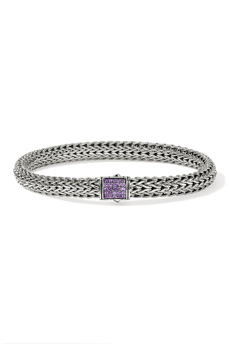 Icon Bracelet, Sterling Silver, Pavé, 6.5mm, Main, color, AMETHYST