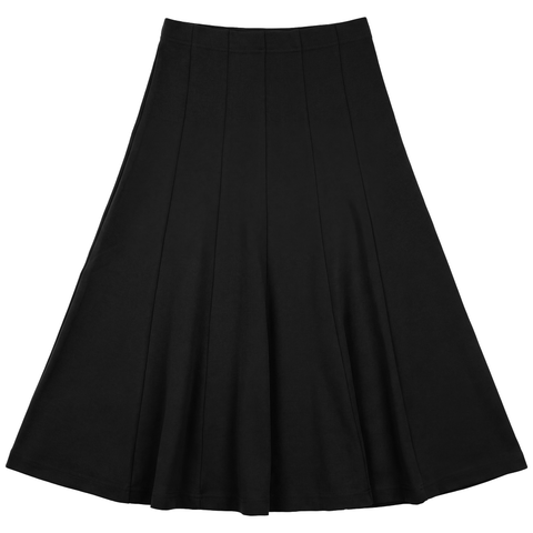 Fine Rib Panelled Elastic Waist Midi Skirt (Big Kid)