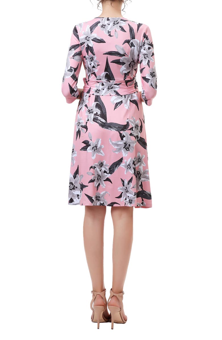 Kimi and Kai Gracie Floral Faux Wrap Maternity Dress, Alternate, color, Pink