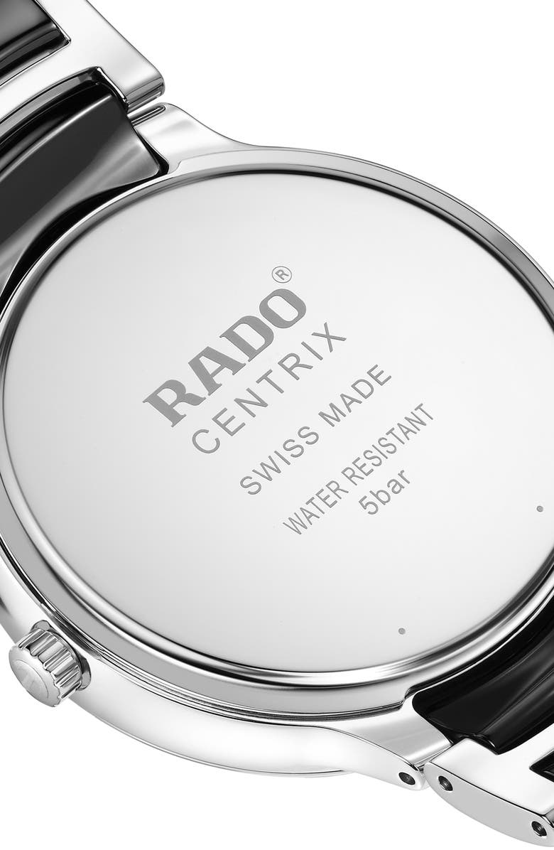 RADO Centrix Diamond Bracelet Watch, 39.5mm, Alternate, color, Black