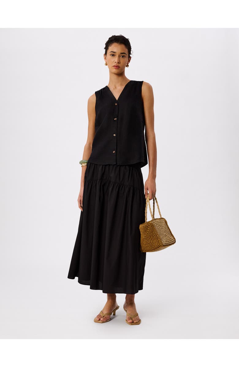 Whistles Laura Linen Tank, Alternate, color, Black