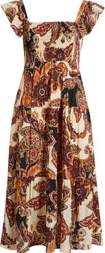 Vince Camuto Paisley Tiered Midi Sundress