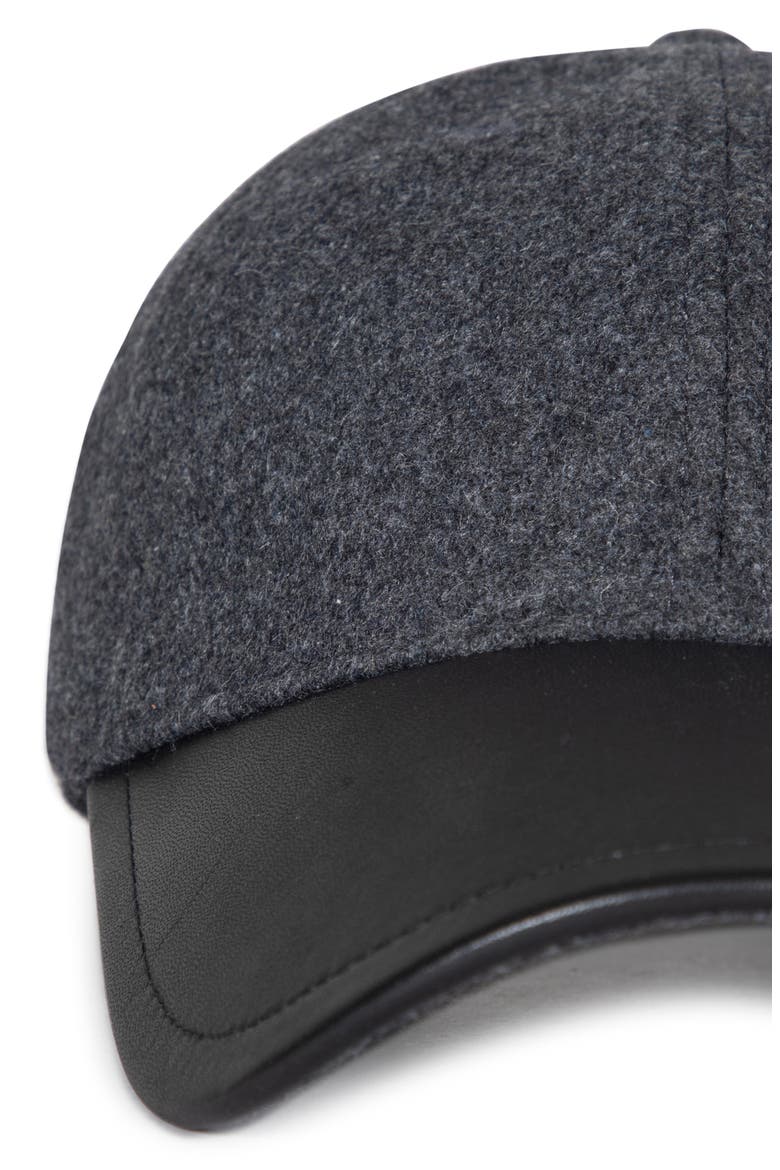 Leather Brim Baseball Cap, Alternate, color, GREY