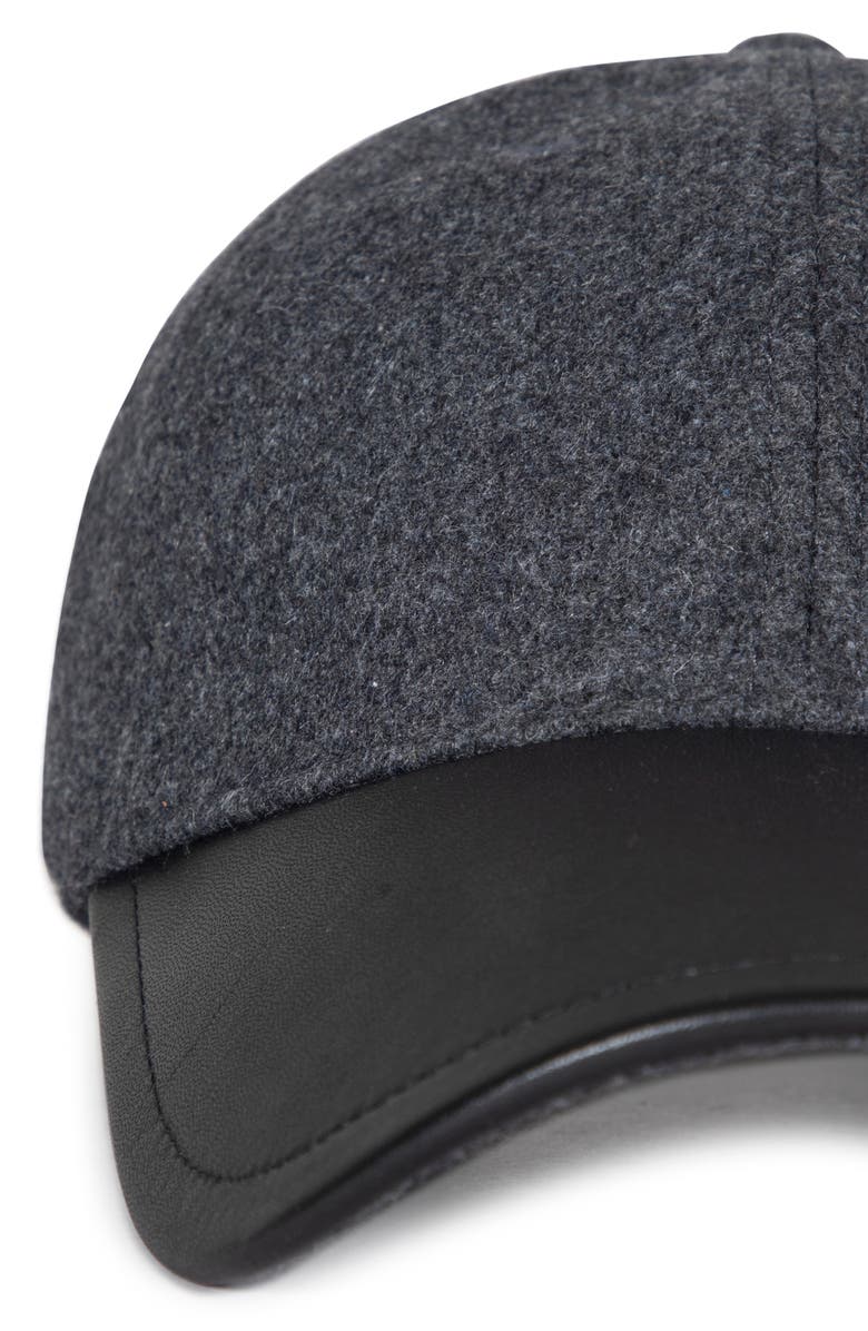 AllSaints Leather Brim Baseball Cap, Alternate, color, Grey